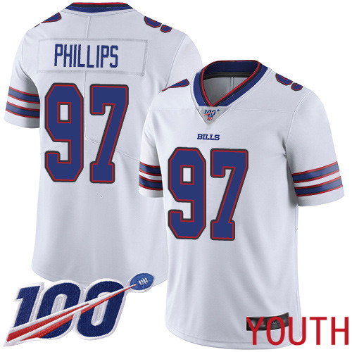 Youth Buffalo Bills #97 Jordan Phillips White Vapor Untouchable Limited Player 100th Season NFL Jersey